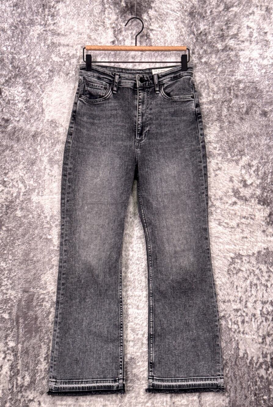 Rag & Bone Casey Jeans 28 Womens High Rise Ankle Flare Gray Wash